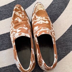 Donald Pliner cow fur loafers